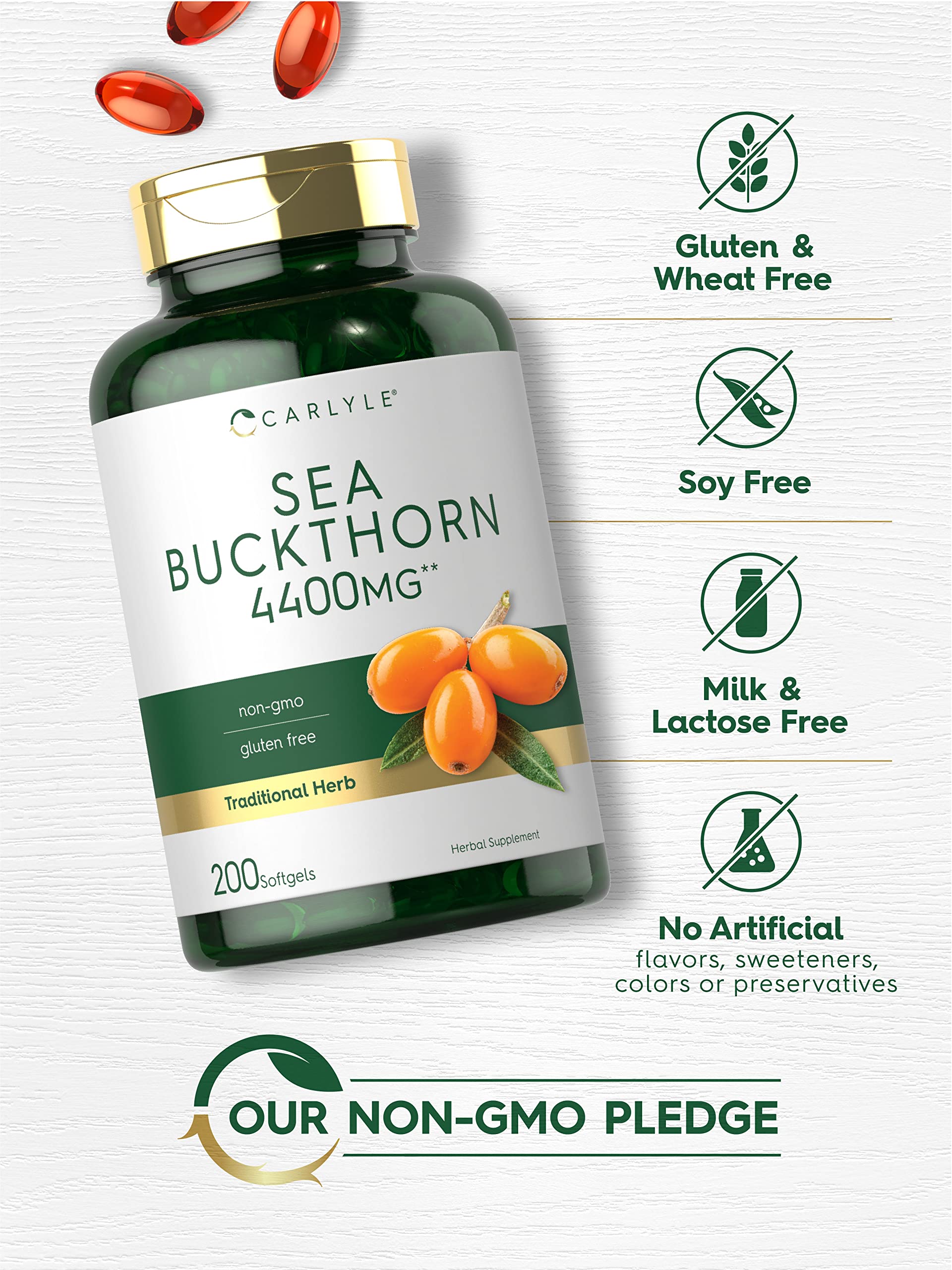 Foto 4 pulgar | Suplemento De Aceite De Espino Amarillo Carlyle 4400 Mg 200 Cápsulas Blandas - Venta Internacional.