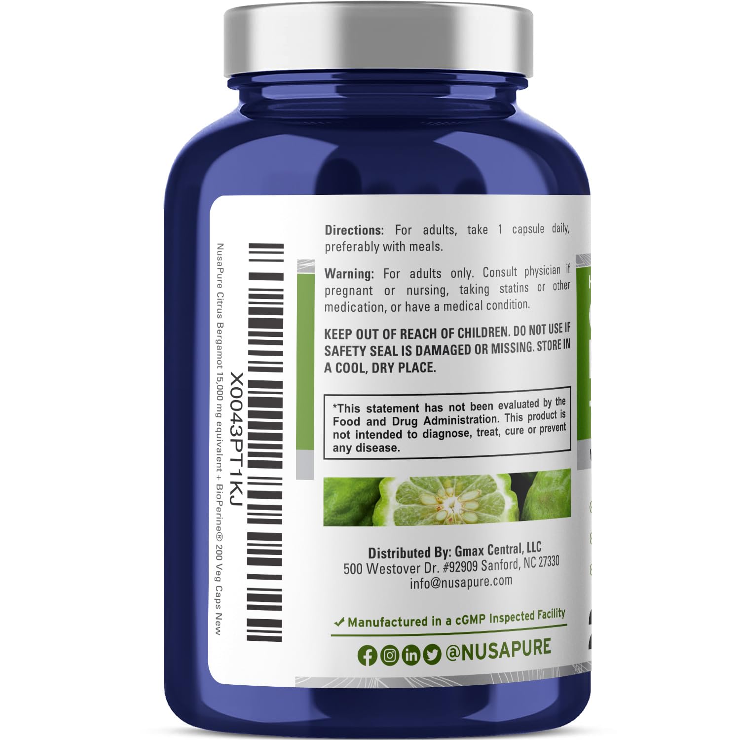 Foto 4 pulgar | Suplemento Nusapure Citrus Bergamot 15,000 Mg 200 Cápsulas - Venta Internacional.