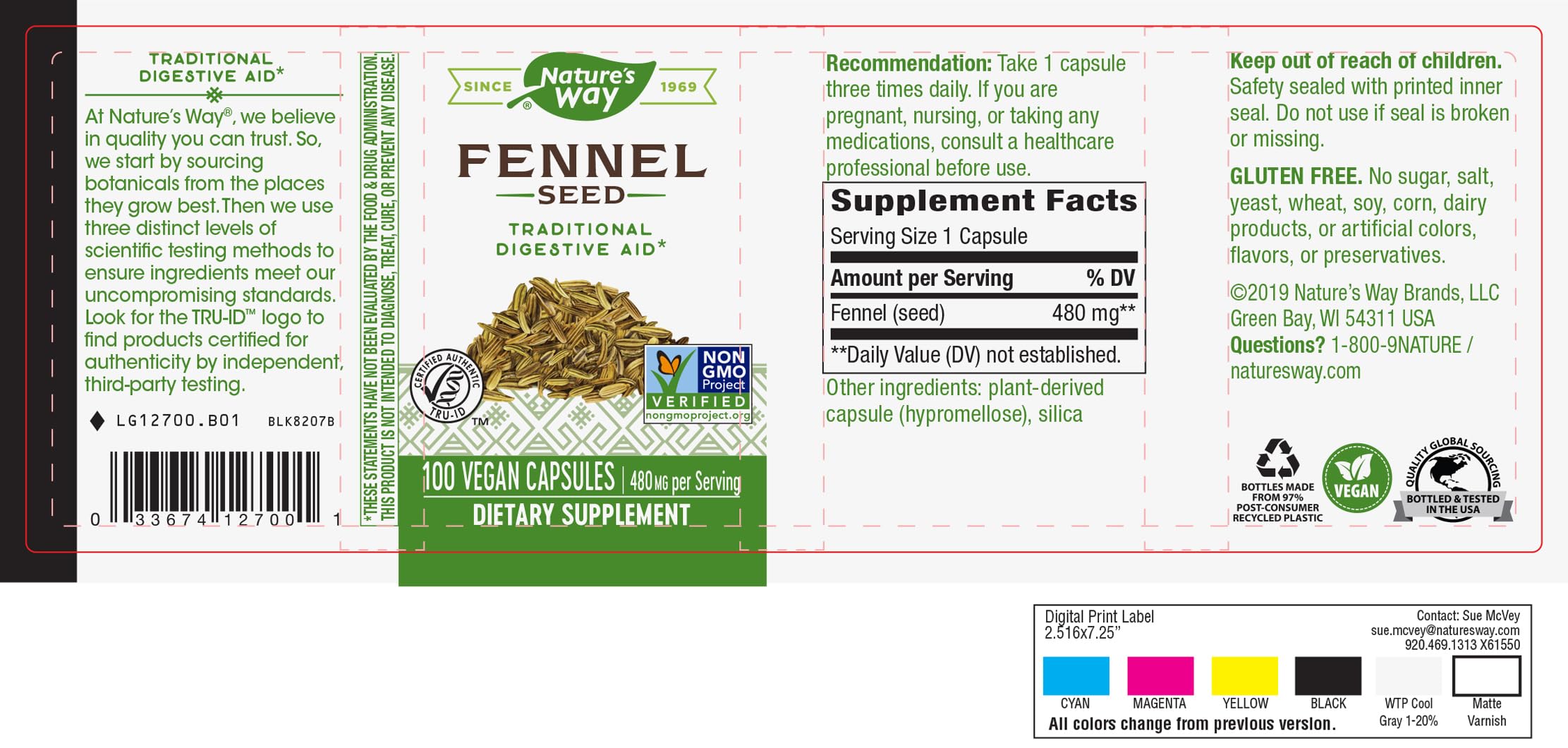Foto 3 | Suplemento Nature's Way Para Ayudar A La Digestión Con Semillas De Hinojo, 100 Cápsulas - Venta Internacional.