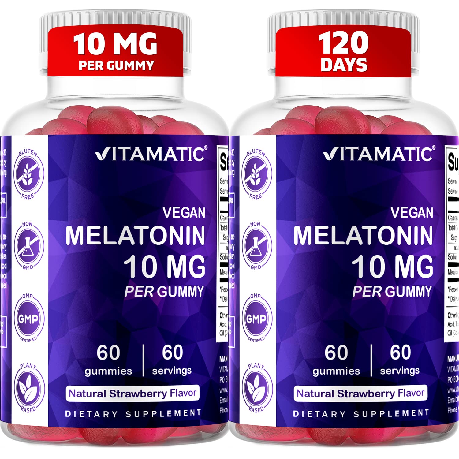 Foto 2 pulgar | Suplemento Vitamático: Gomitas De Melatonina, 10 Mg, Paquete De 2, 120 Veganas - Venta Internacional.