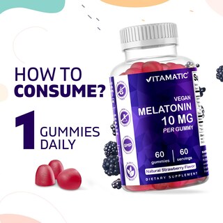 Foto 3 | Suplemento Vitamático: Gomitas De Melatonina, 10 Mg, Paquete De 2, 120 Veganas - Venta Internacional.