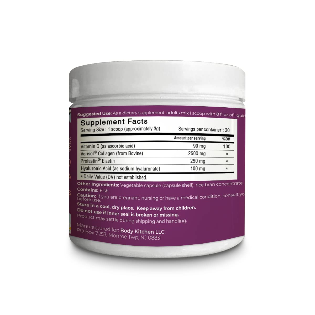Foto 2 | Suplemento Body Kitchen De Colágeno Y Elastina 250 Mg Sin Sabor - Venta Internacional.