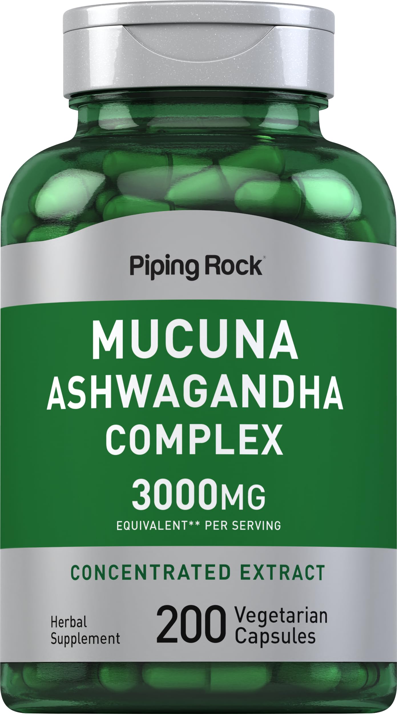 Foto 2 pulgar | Suplemento Piping Rock Mucuna Ashwagandha 200 Cápsulas - Venta Internacional.