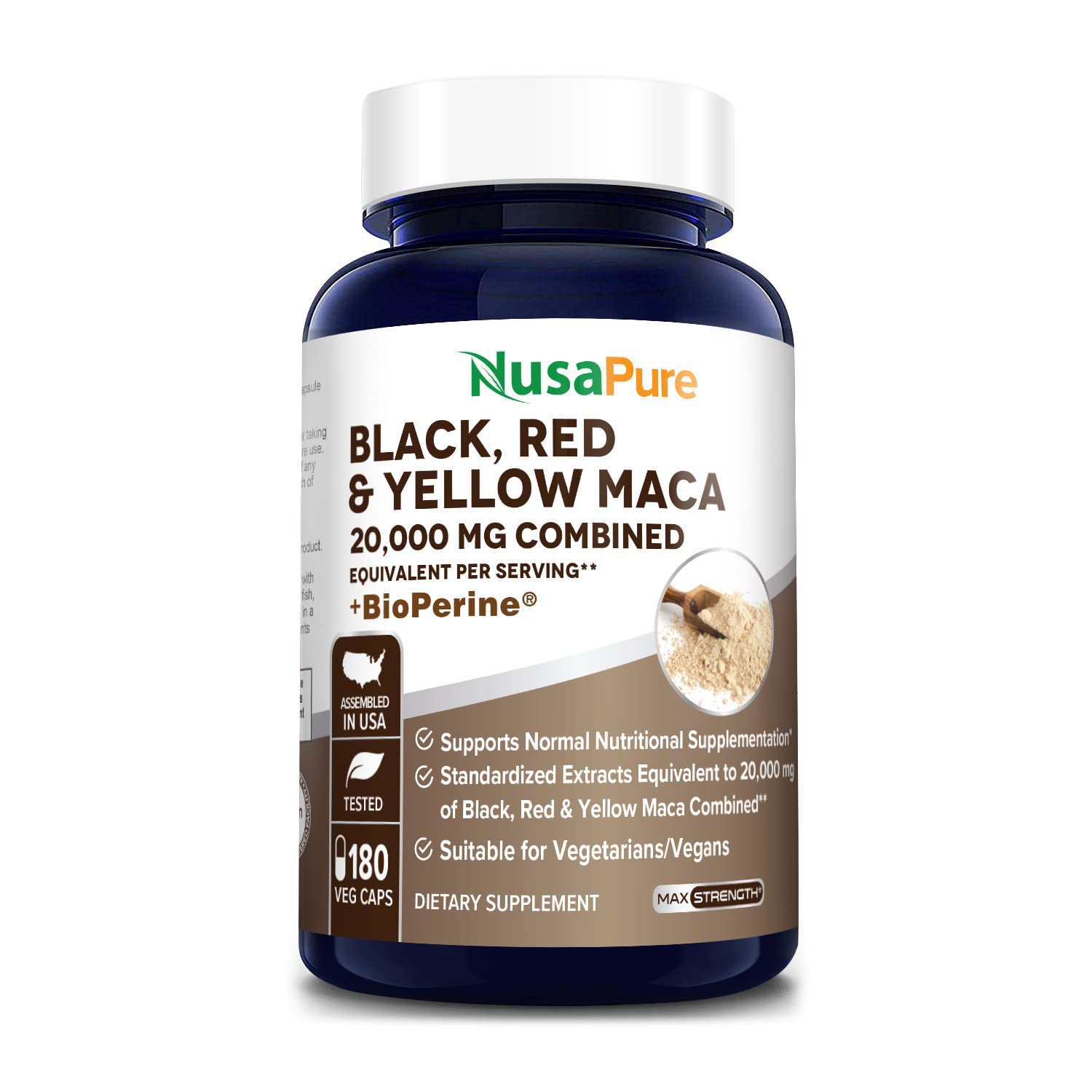 Foto 2 pulgar | Suplemento Nusapure De Raíz De Maca Negra, Roja Y Amarilla, 20,000 Mg - Venta Internacional.