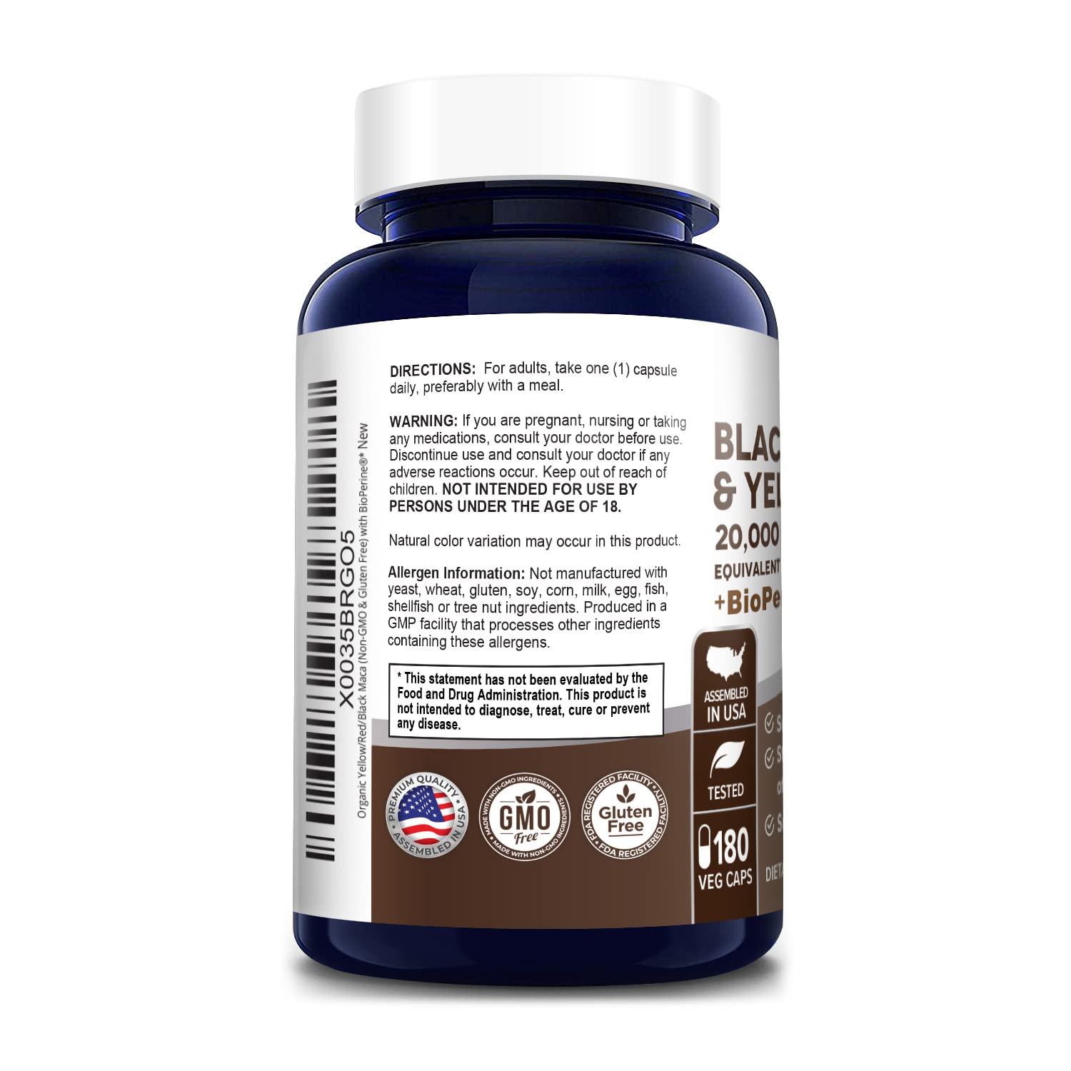 Foto 4 pulgar | Suplemento Nusapure De Raíz De Maca Negra, Roja Y Amarilla, 20,000 Mg - Venta Internacional.