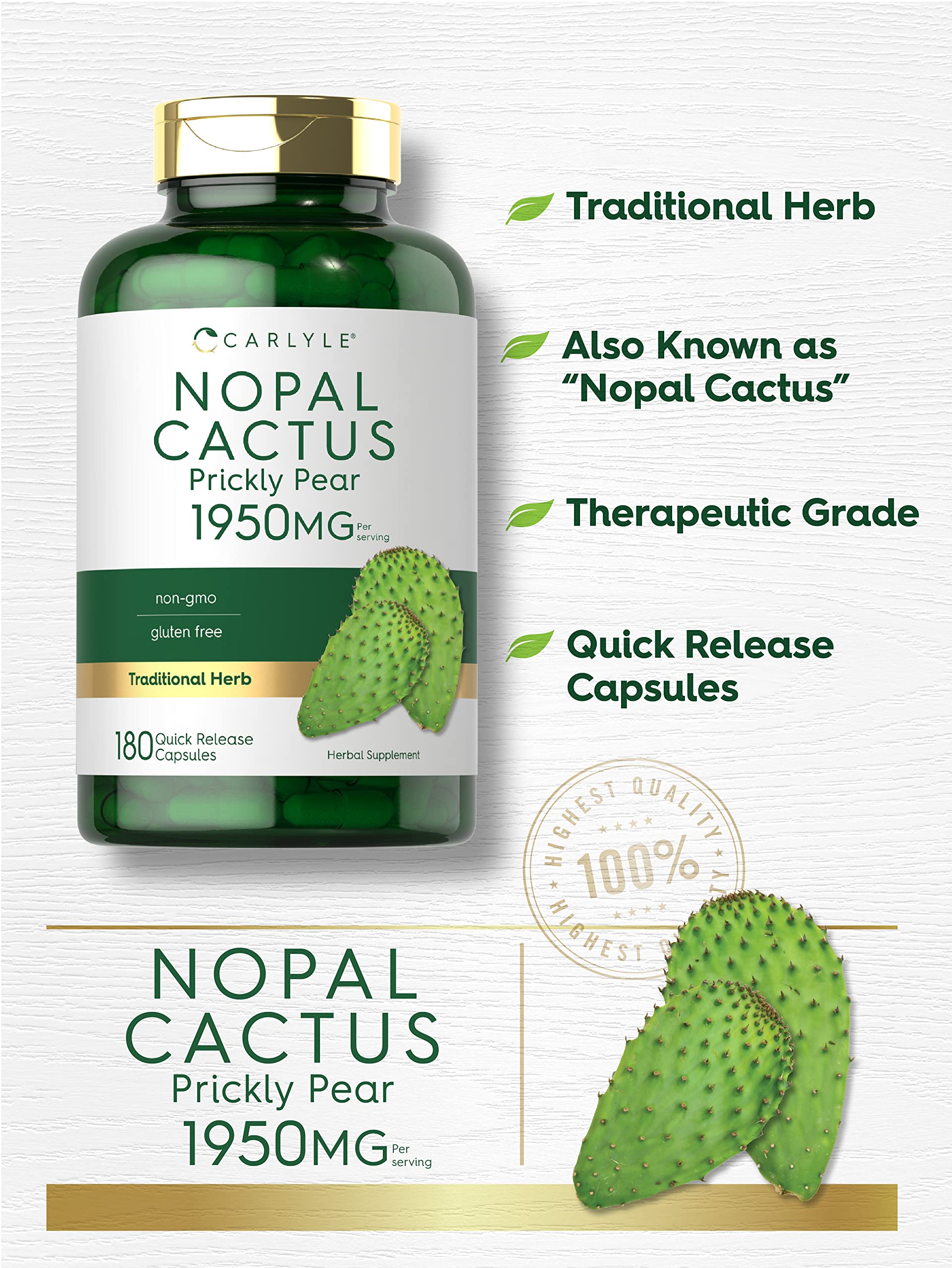 Foto 4 pulgar | Suplemento Carlyle Prickly Pear 1950 Mg 180 Cápsulas - Venta Internacional.