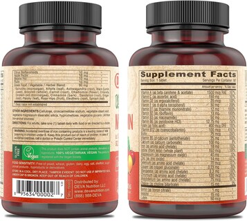 Foto 2 | Suplemento Multivitamínico Y Mineral Vegano Deva 90 Comprimidos X2 - Venta Internacional.
