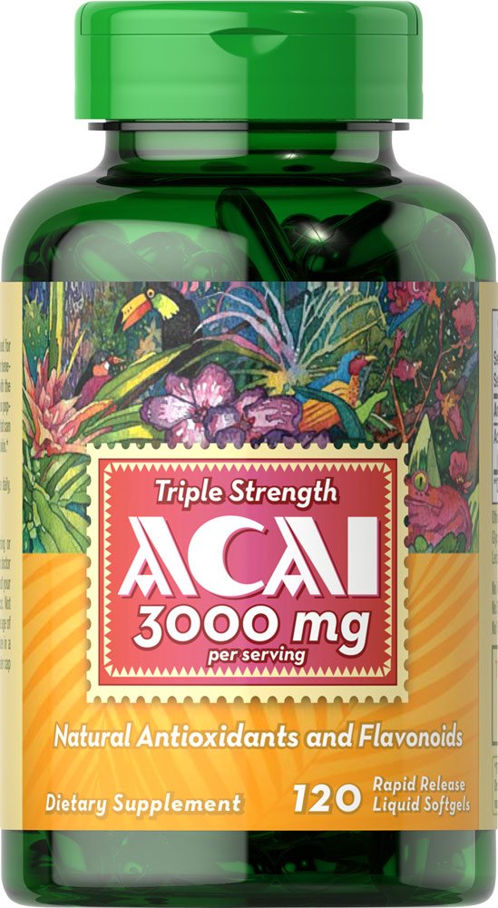 Foto 2 pulgar | Suplemento Puritan's Pride Acai Triple Strength 3000 Mg 120 Unidades - Venta Internacional.