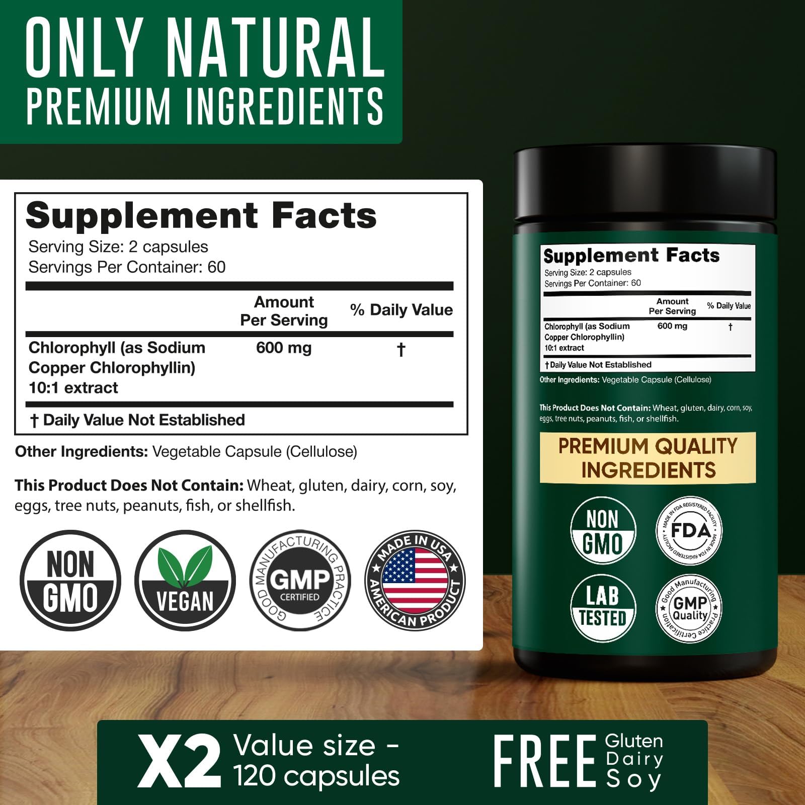 Foto 6 | Suplemento Alpha Flow, Cápsulas De Clorofila, 600 Mg - Venta Internacional.