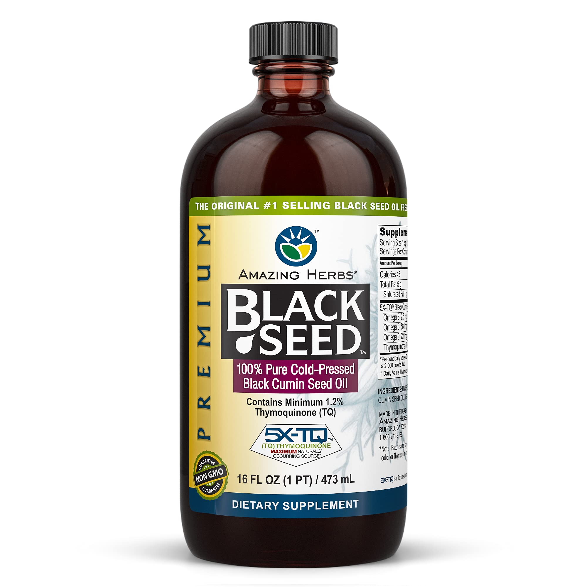 Foto 1 | Aceite De Semillas Negras Amazing Herbs Premium Prensado En Frío 473 Ml - Venta Internacional.