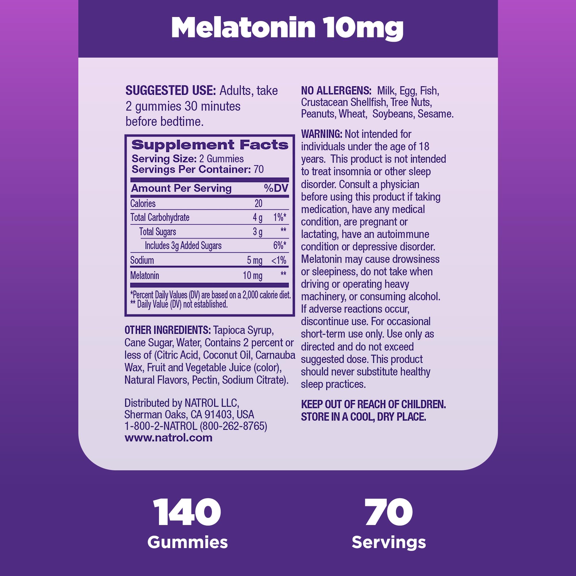 Foto 7 pulgar | Gomitas De Melatonina Natrol De 10 Mg Para Adultos, 140 Unidades - Venta Internacional.