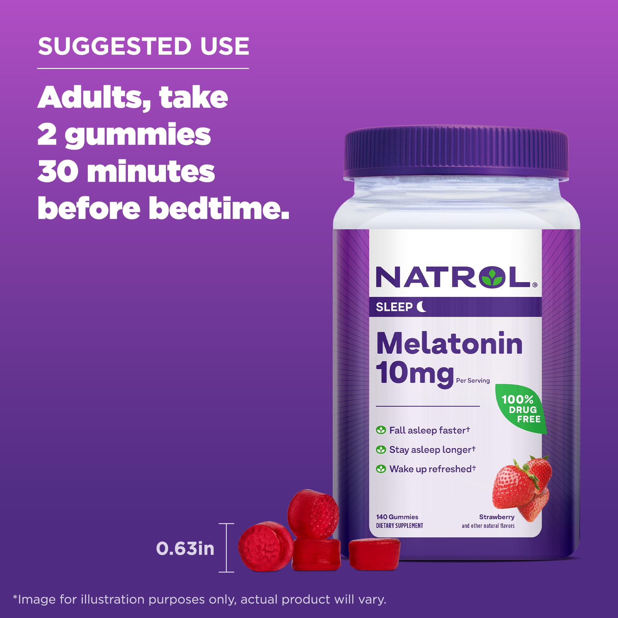 Foto 8 pulgar | Gomitas De Melatonina Natrol De 10 Mg Para Adultos, 140 Unidades - Venta Internacional.