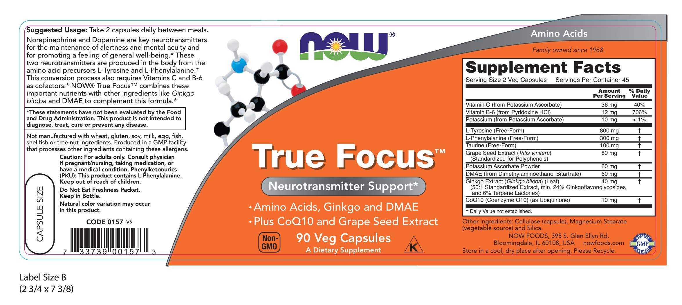 Foto 3 pulgar | Suplemento True Focus 90 Cápsulas De Now Foods - Venta Internacional.