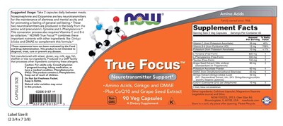 Foto 2 | Suplemento True Focus 90 Cápsulas De Now Foods - Venta Internacional.