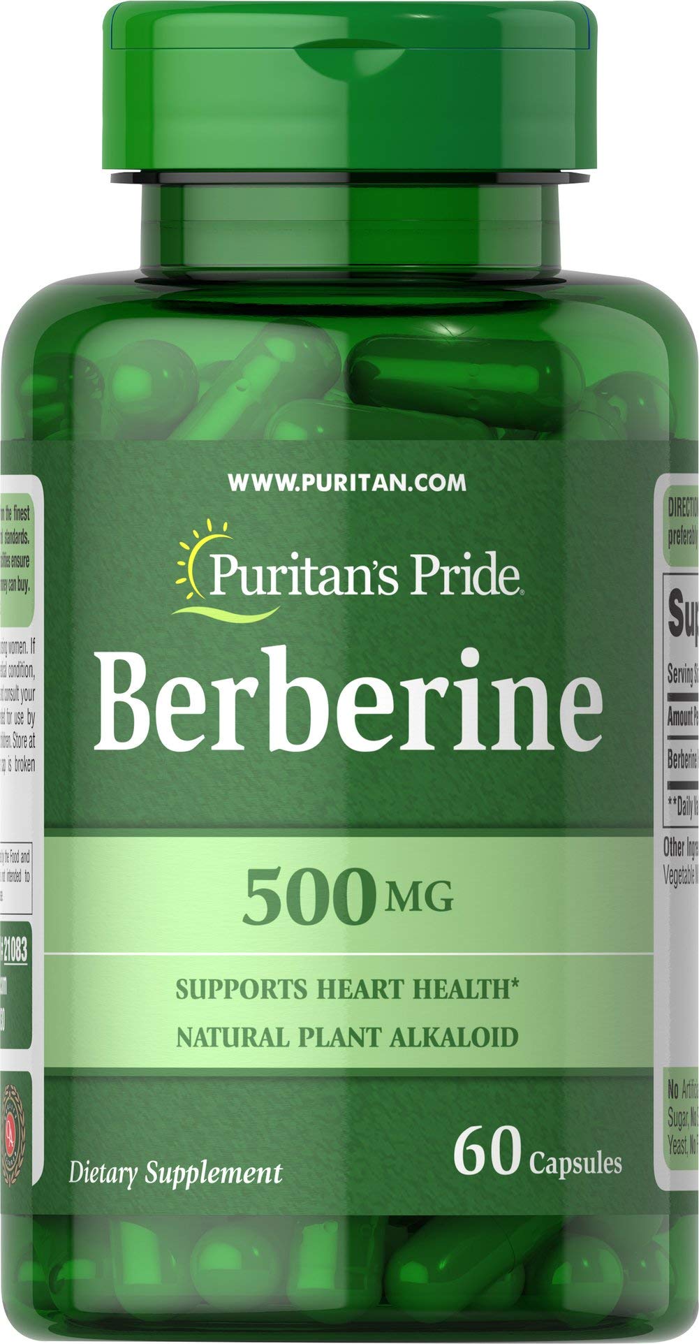 Foto 2 pulgar | Suplemento Puritan's Pride Berberine 500 Mg 60 Cápsulas - Venta Internacional.