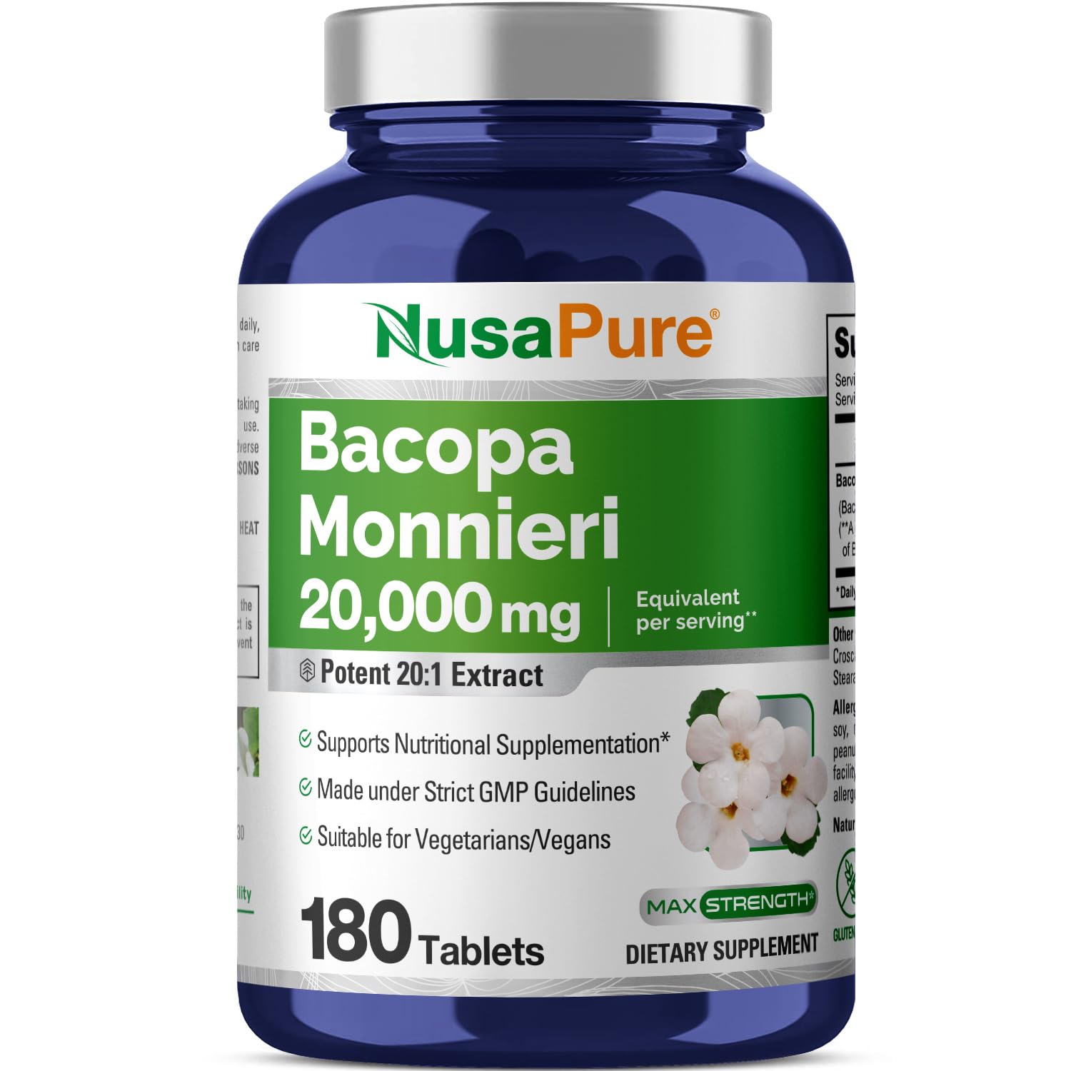 Foto 2 pulgar | Suplemento De Extracto De Hoja Monnieri De Bacopa De Nusapure De 20,000 Mg - Venta Internacional.