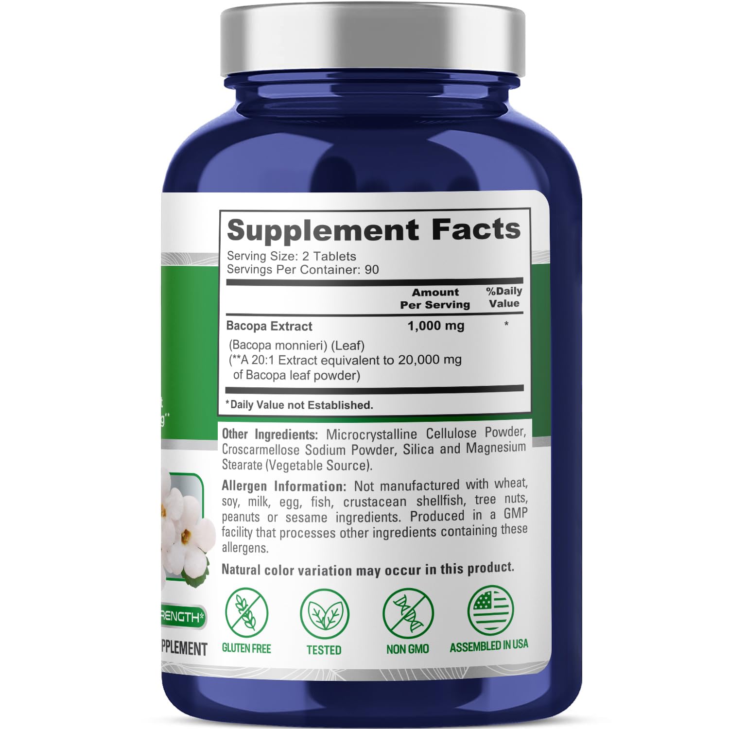 Foto 3 pulgar | Suplemento De Extracto De Hoja Monnieri De Bacopa De Nusapure De 20,000 Mg - Venta Internacional.