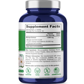 Foto 2 | Suplemento De Extracto De Hoja Monnieri De Bacopa De Nusapure De 20,000 Mg - Venta Internacional.