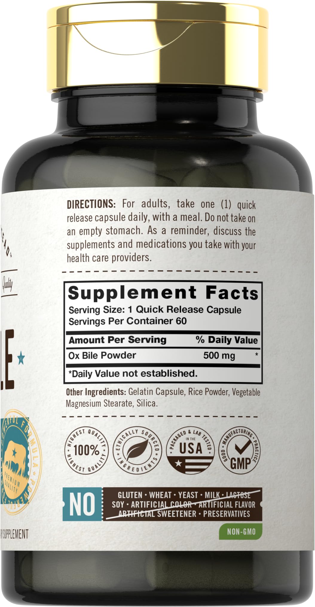 Foto 2 | Suplemento Carlyle Ox Bile 500 Mg 60 Cápsulas De Enzima Digestiva - Venta Internacional.