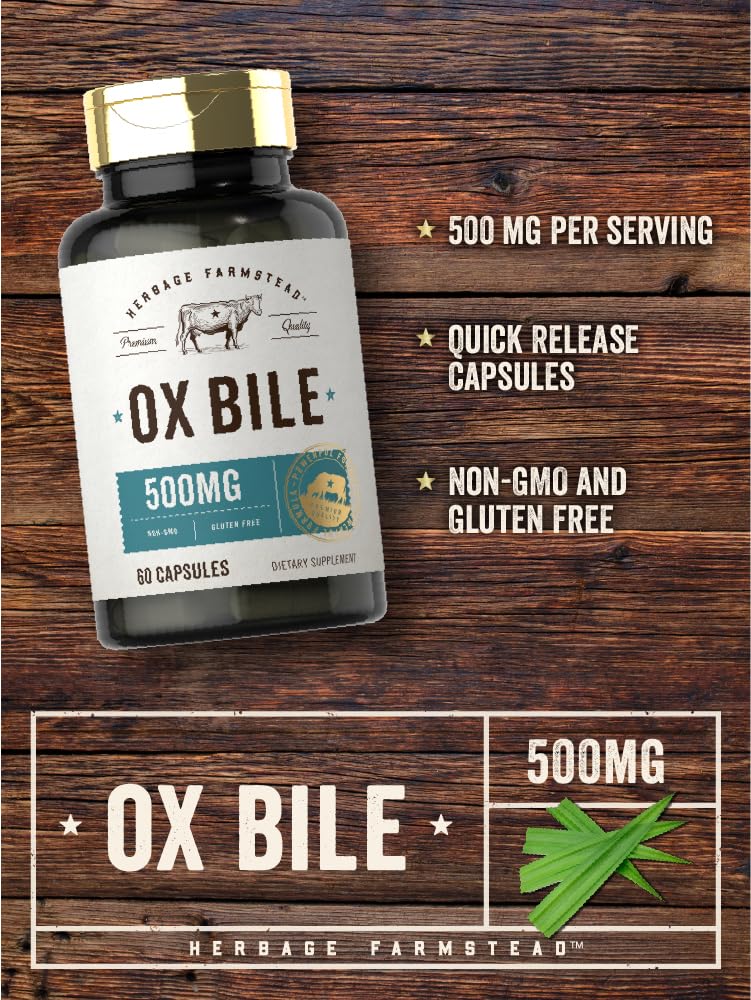 Foto 4 pulgar | Suplemento Carlyle Ox Bile 500 Mg 60 Cápsulas De Enzima Digestiva - Venta Internacional.
