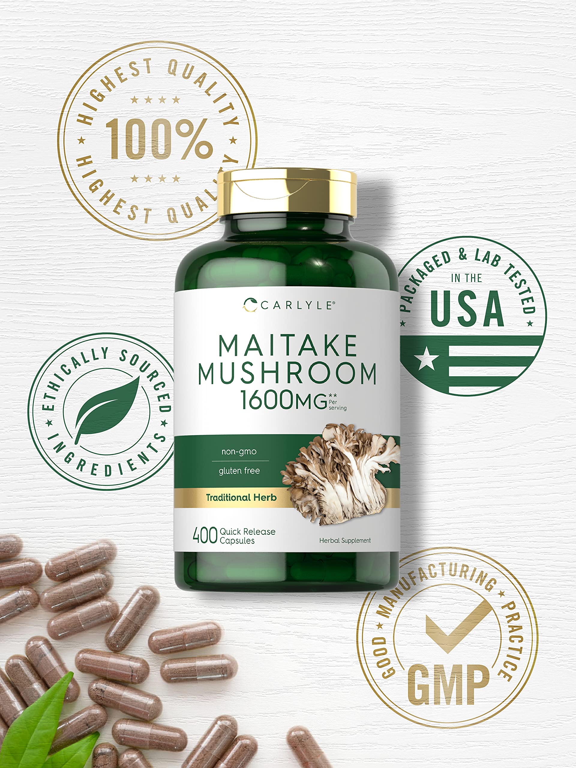 Foto 6 pulgar | Suplemento Carlyle Maitake, Cápsulas De Hongos, 1600 Mg, 400 Unidades - Venta Internacional.