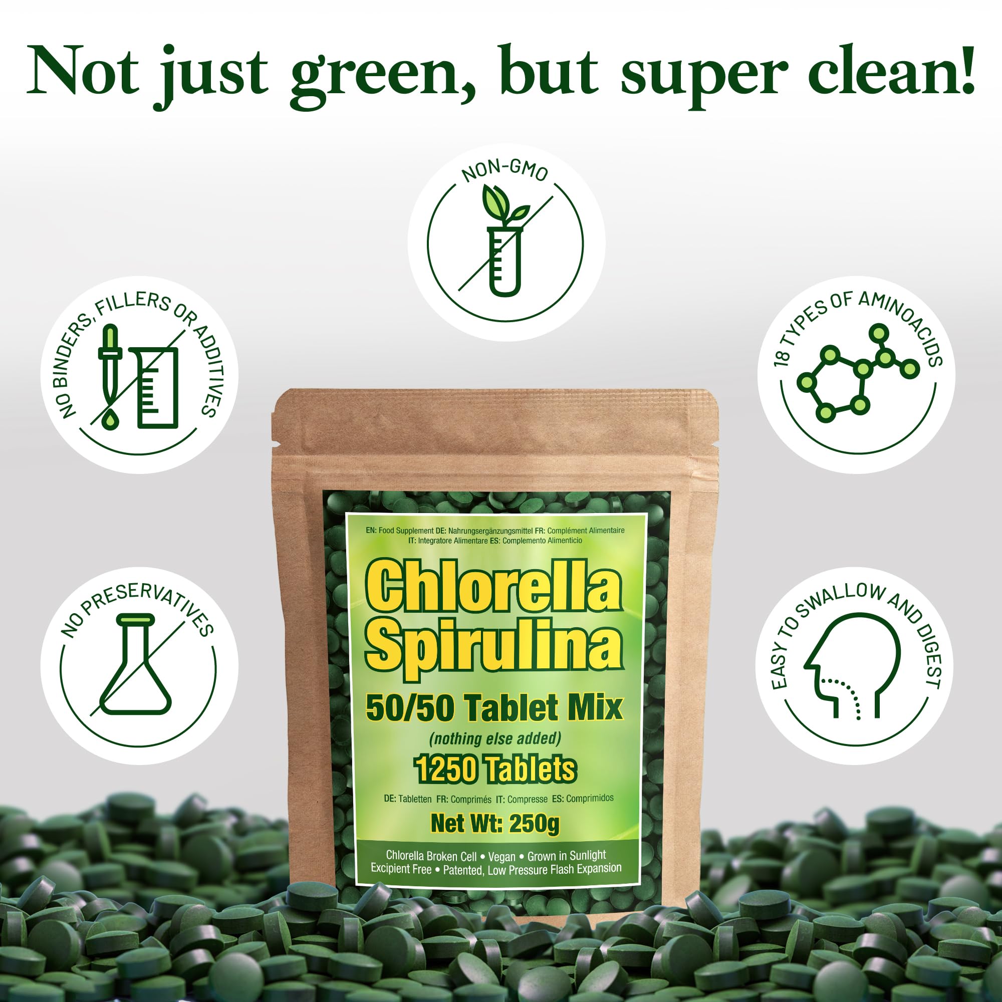 Foto 4 pulgar | Suplemento Good Natured Premium Clorella Spirulina 1,250 Ta - Venta Internacional.