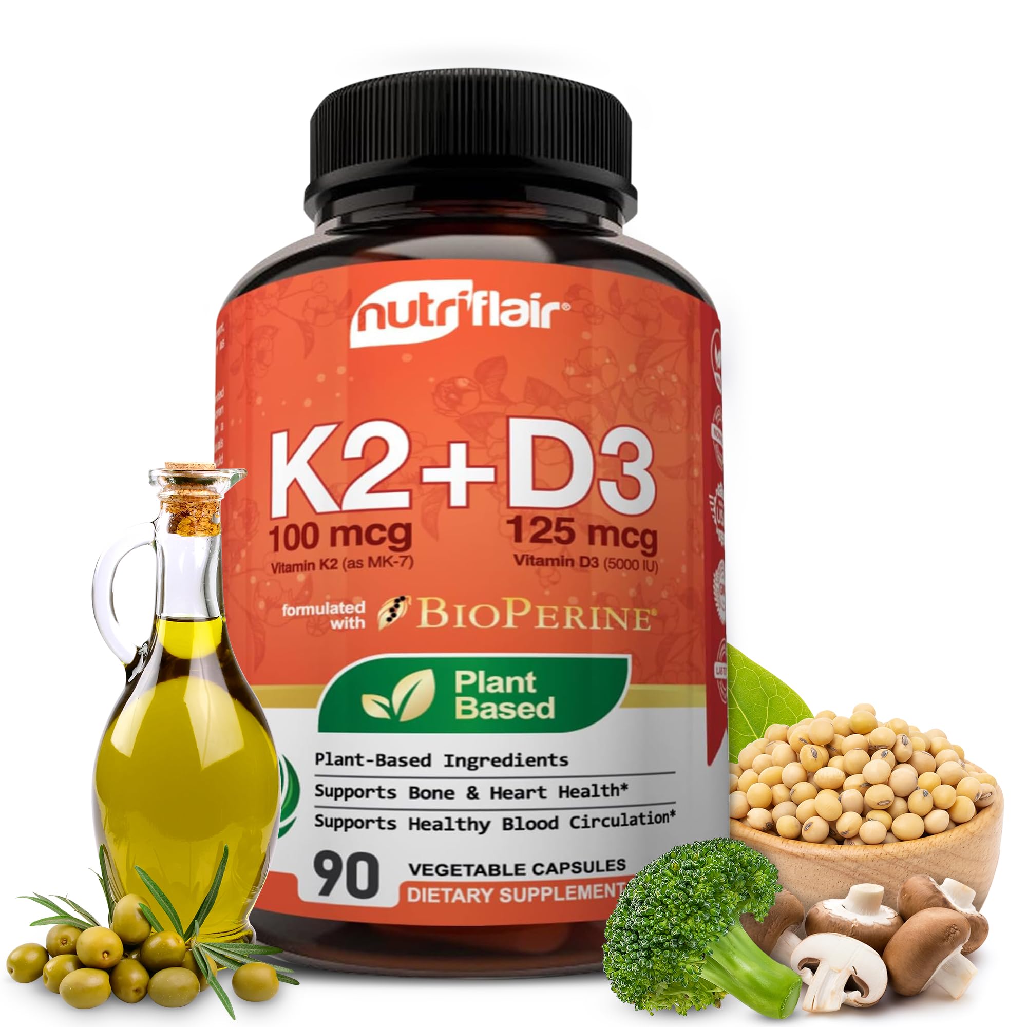 Foto 2 pulgar | Suplemento Nutriflair De Vitaminas D3 (5000 Ui/125 Mcg) + K2 (mk7) - Venta Internacional.