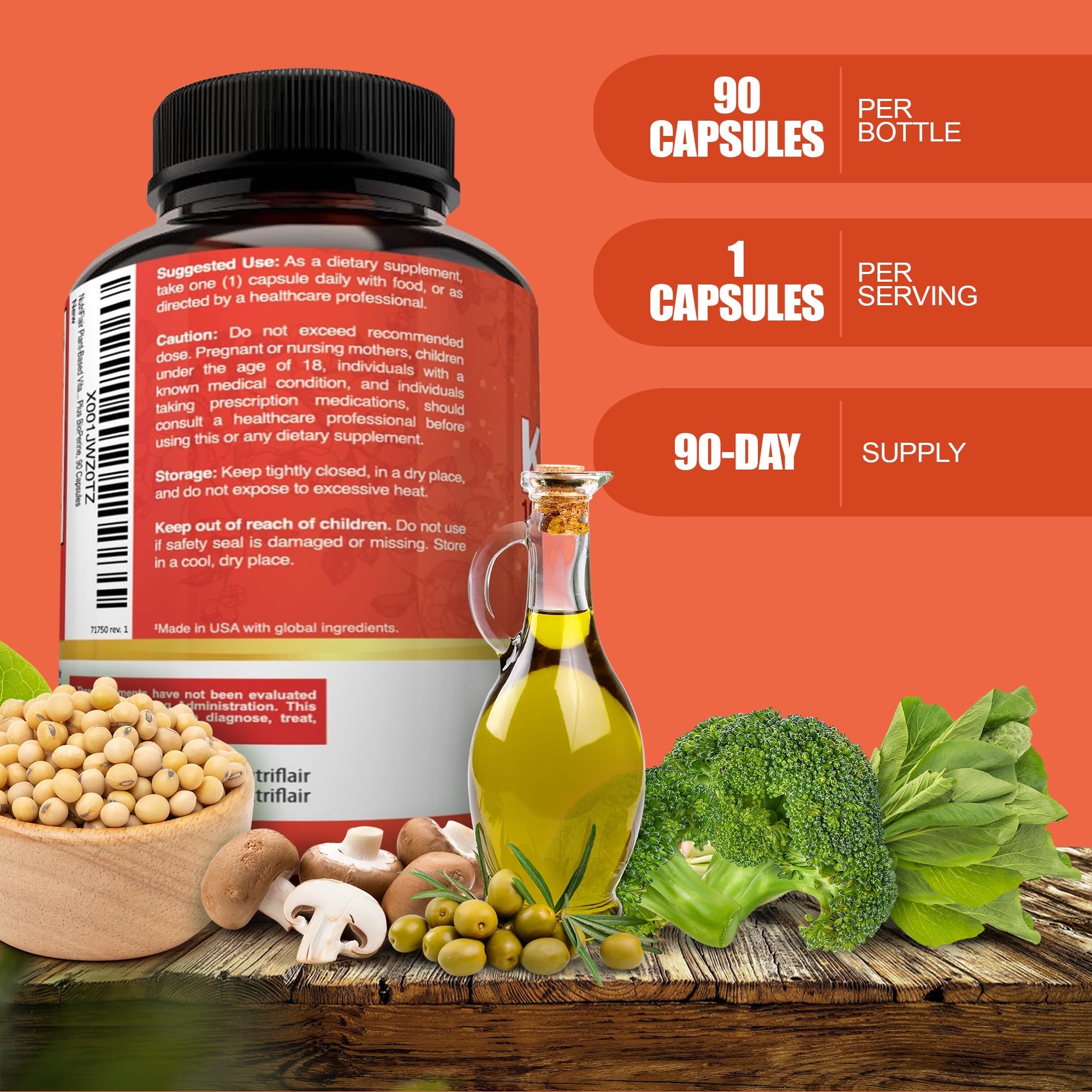 Foto 3 pulgar | Suplemento Nutriflair De Vitaminas D3 (5000 Ui/125 Mcg) + K2 (mk7) - Venta Internacional.