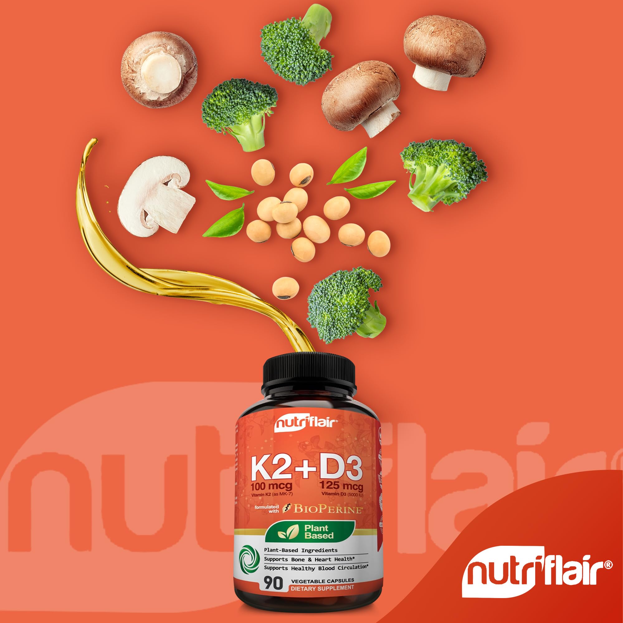 Foto 4 pulgar | Suplemento Nutriflair De Vitaminas D3 (5000 Ui/125 Mcg) + K2 (mk7) - Venta Internacional.