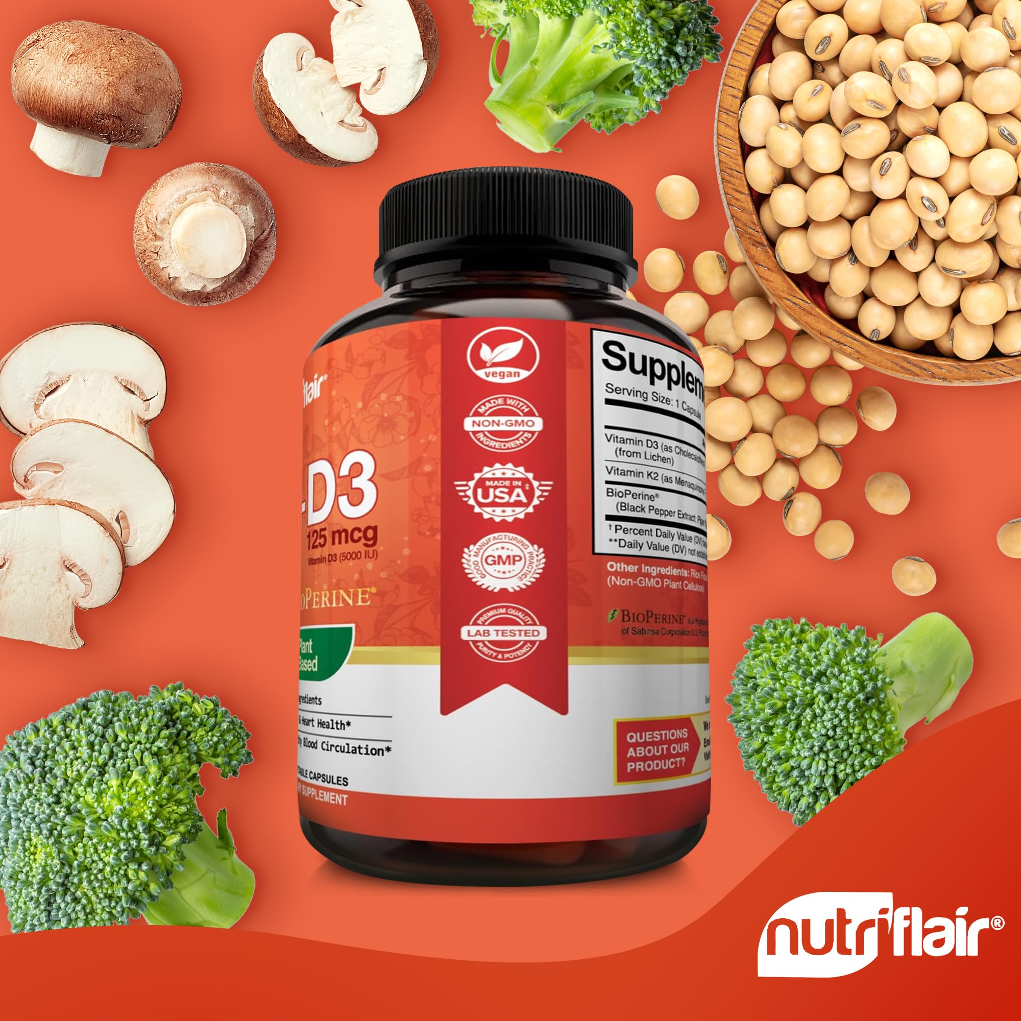 Foto 5 pulgar | Suplemento Nutriflair De Vitaminas D3 (5000 Ui/125 Mcg) + K2 (mk7) - Venta Internacional.