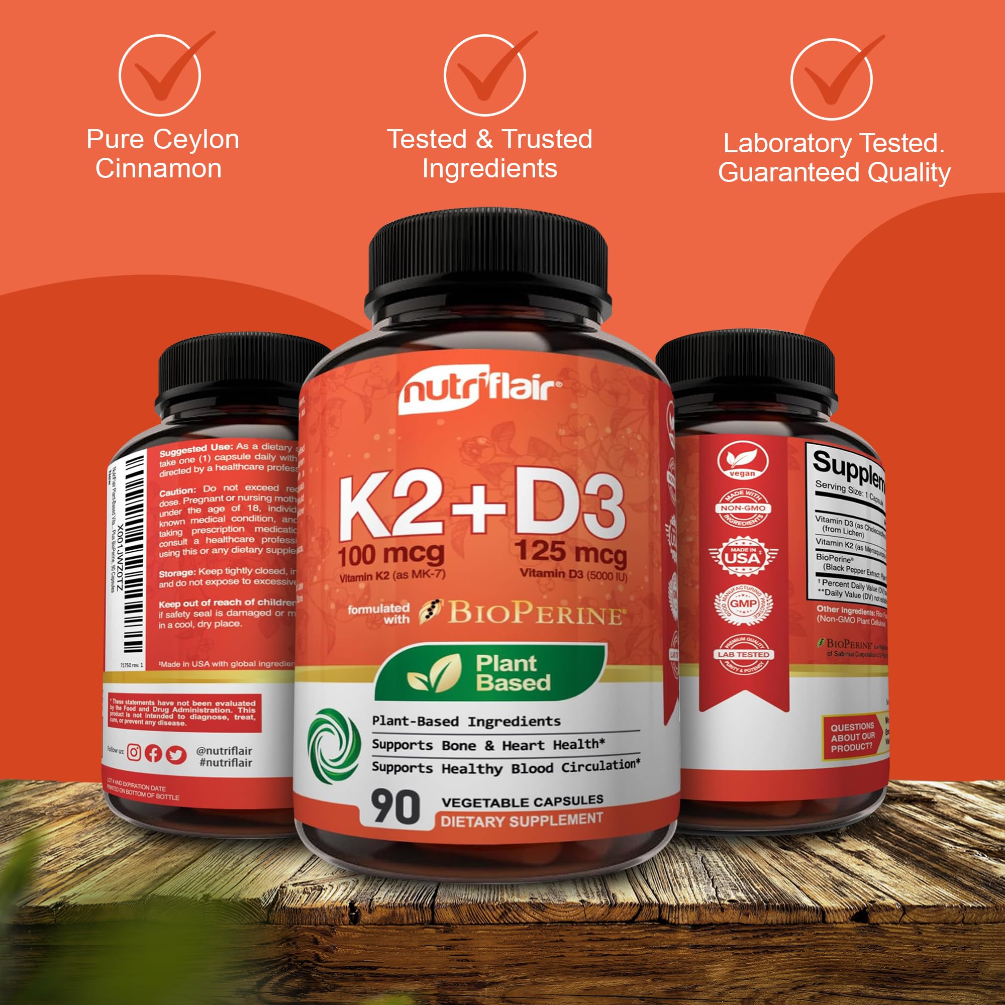Foto 6 pulgar | Suplemento Nutriflair De Vitaminas D3 (5000 Ui/125 Mcg) + K2 (mk7) - Venta Internacional.
