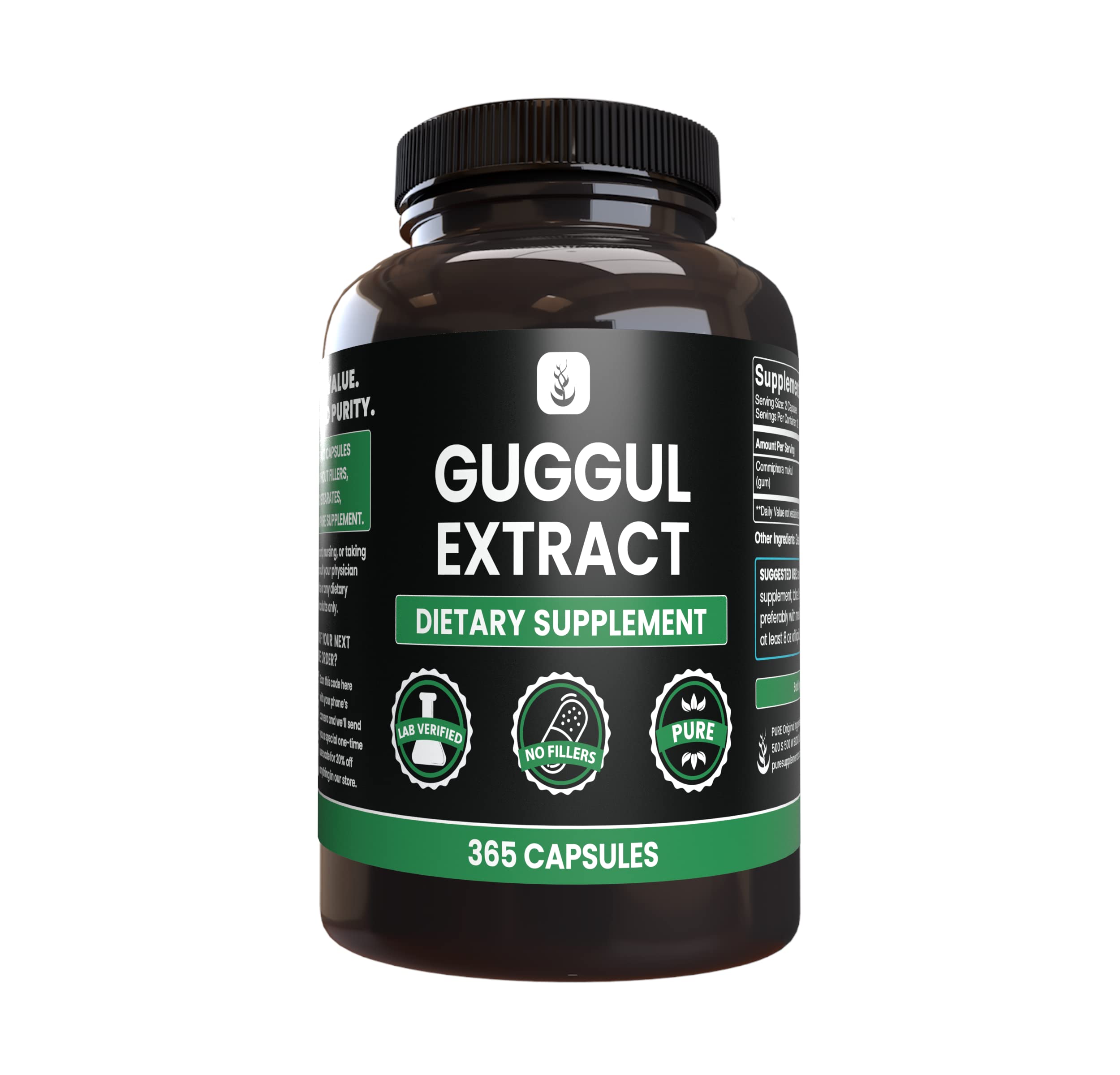 Suplemento Con Ingredientes Originales Puros, Extracto De Guggul, 365 Cápsulas - Venta Internacional.