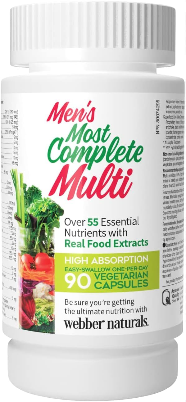 Foto 2 pulgar | Suplemento Webber Naturals Most Complete Multi 90 Cápsulas Para Hombre - Venta Internacional.