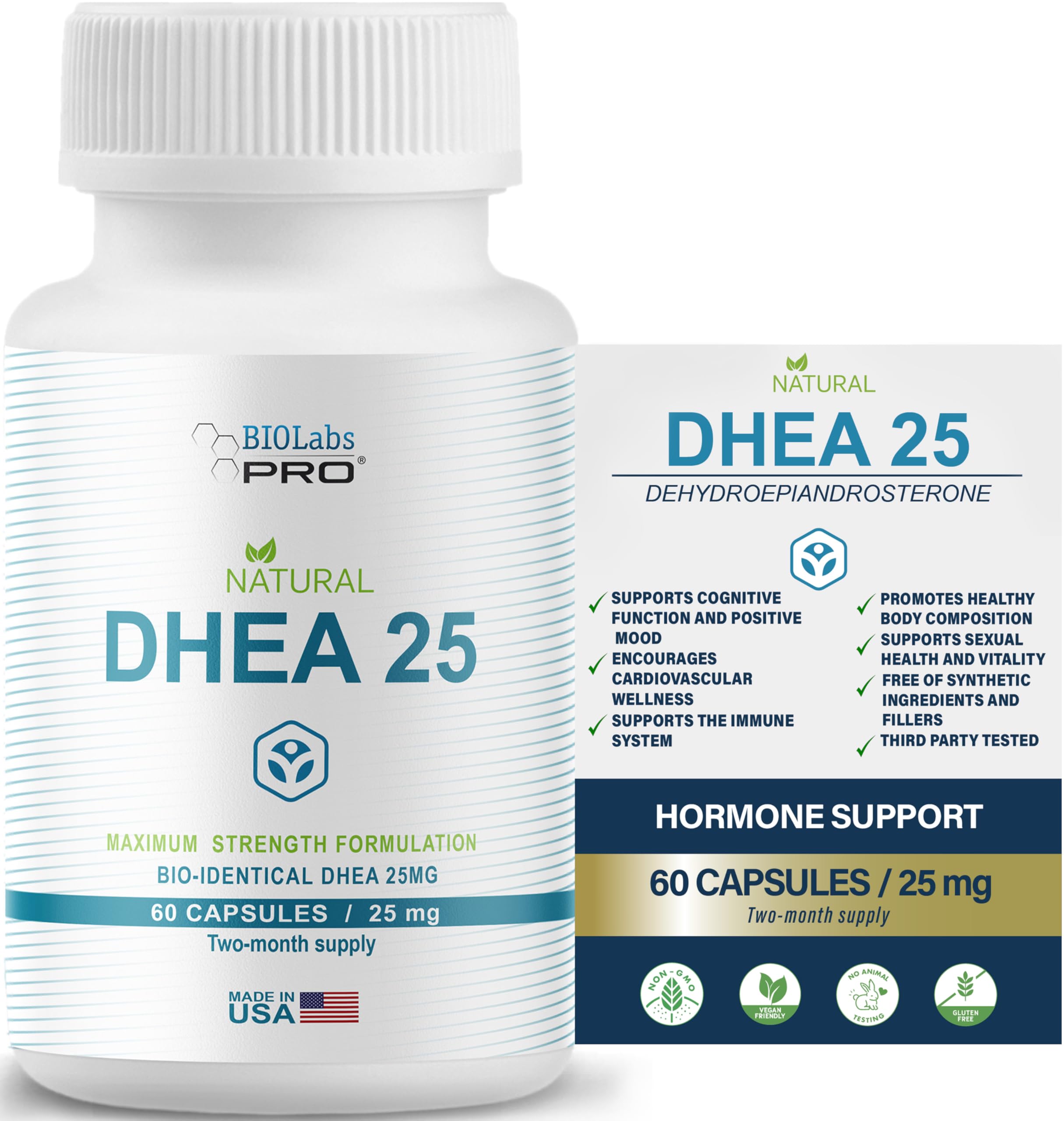 Foto 2 pulgar | Suplemento Biolabs Pro Dhea 25 Mg Para Mujeres Y Hombres 60 Cápsulas - Venta Internacional.