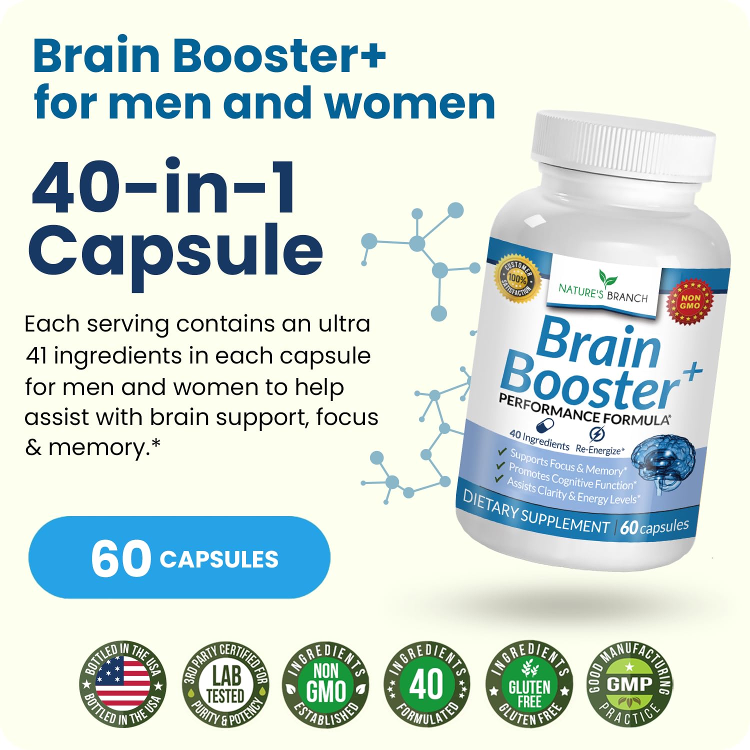 Foto 5 pulgar | Suplementos Brain Booster Nature's Branch Advanced, 60 Píldoras - Venta Internacional.