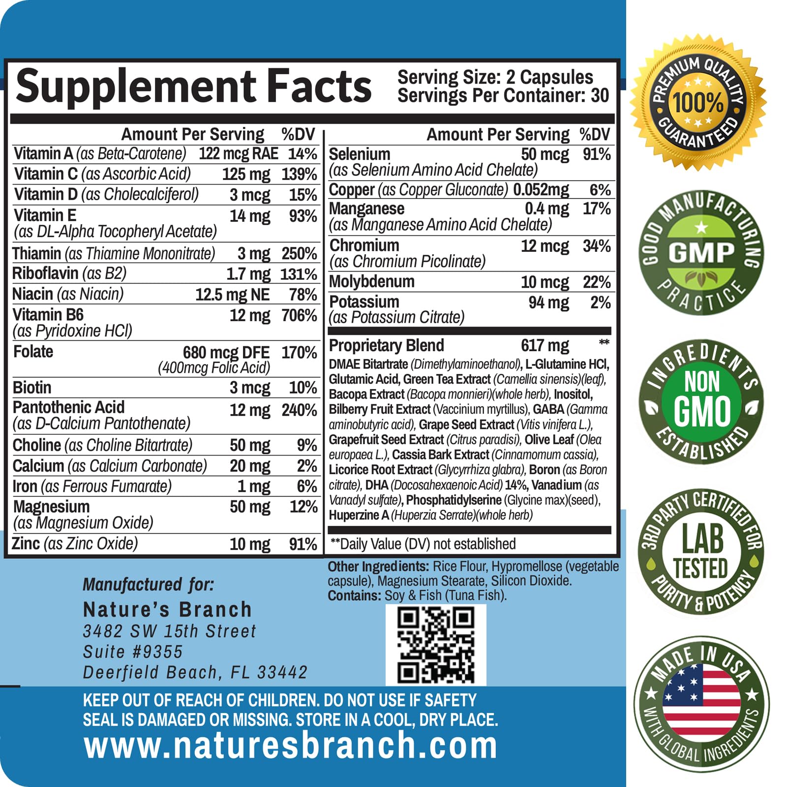Foto 6 pulgar | Suplementos Brain Booster Nature's Branch Advanced, 60 Píldoras - Venta Internacional.