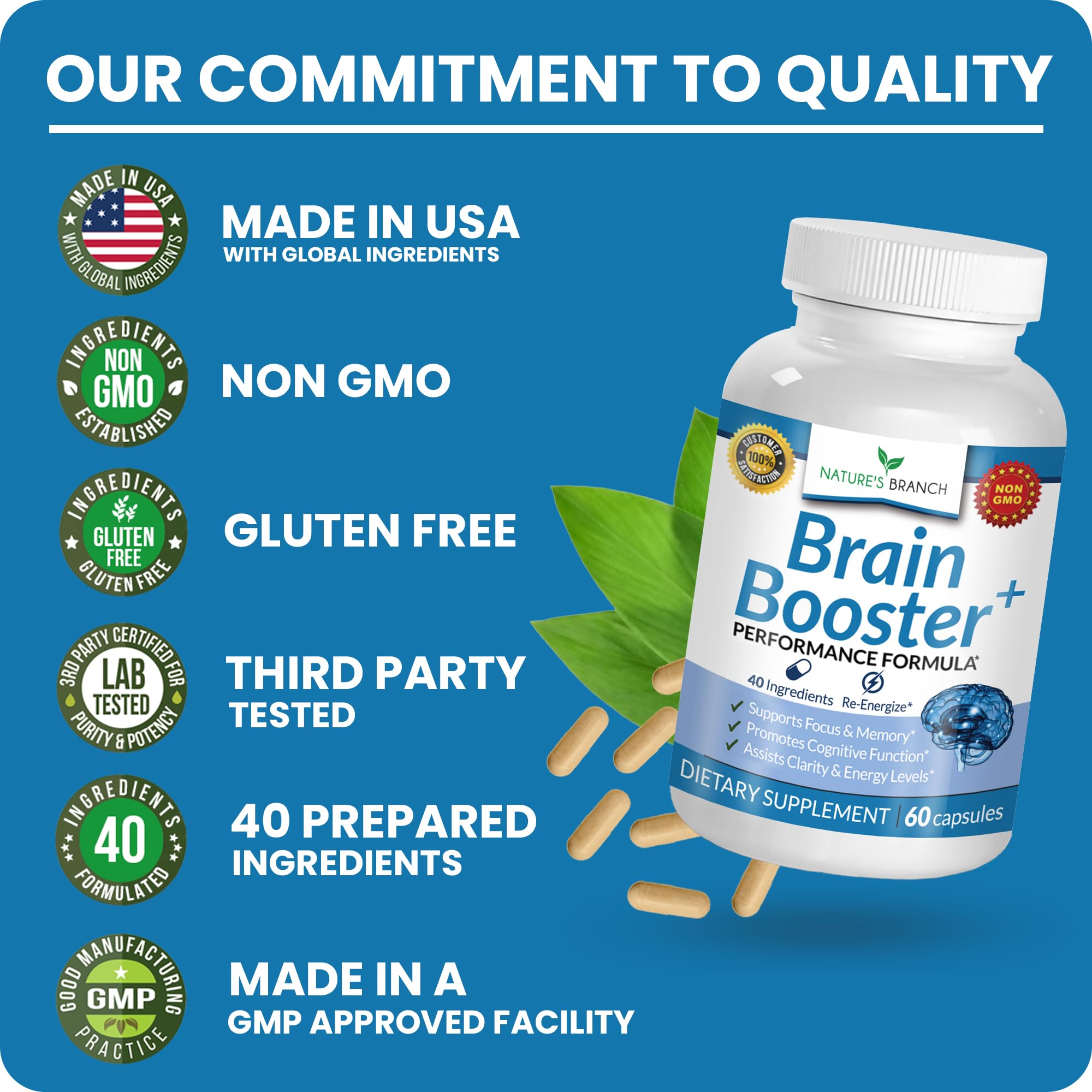 Foto 7 pulgar | Suplementos Brain Booster Nature's Branch Advanced, 60 Píldoras - Venta Internacional.