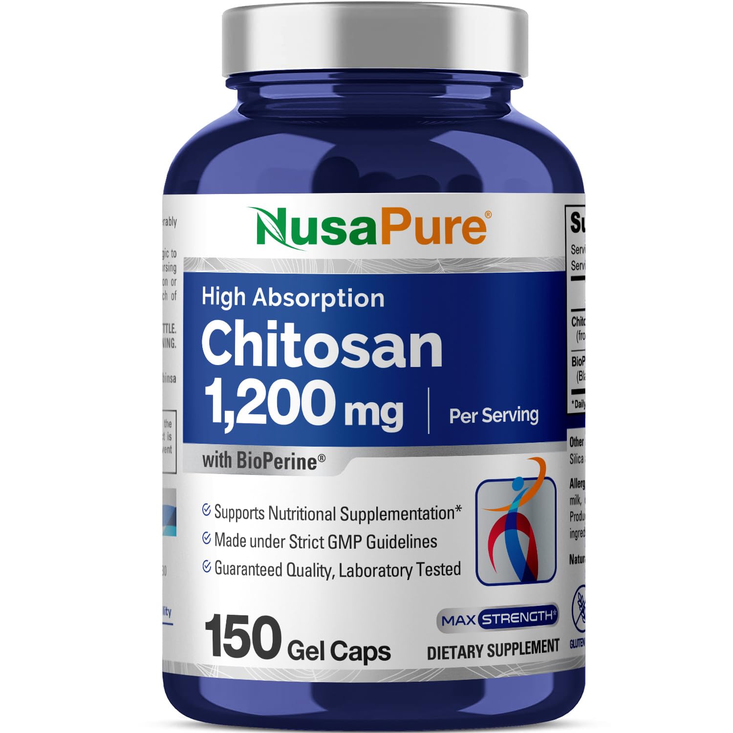 Foto 2 pulgar | Suplemento Nusapure Chitosan 1200 Mg 150 Cápsulas Con Bioperine - Venta Internacional.