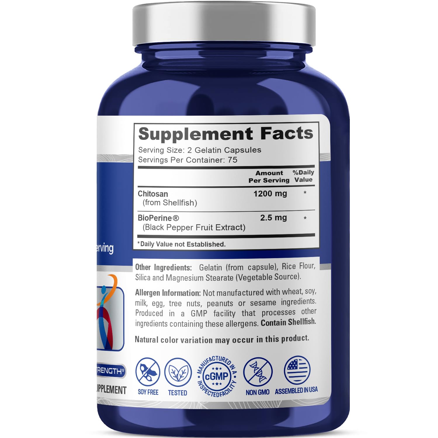 Foto 3 pulgar | Suplemento Nusapure Chitosan 1200 Mg 150 Cápsulas Con Bioperine - Venta Internacional.