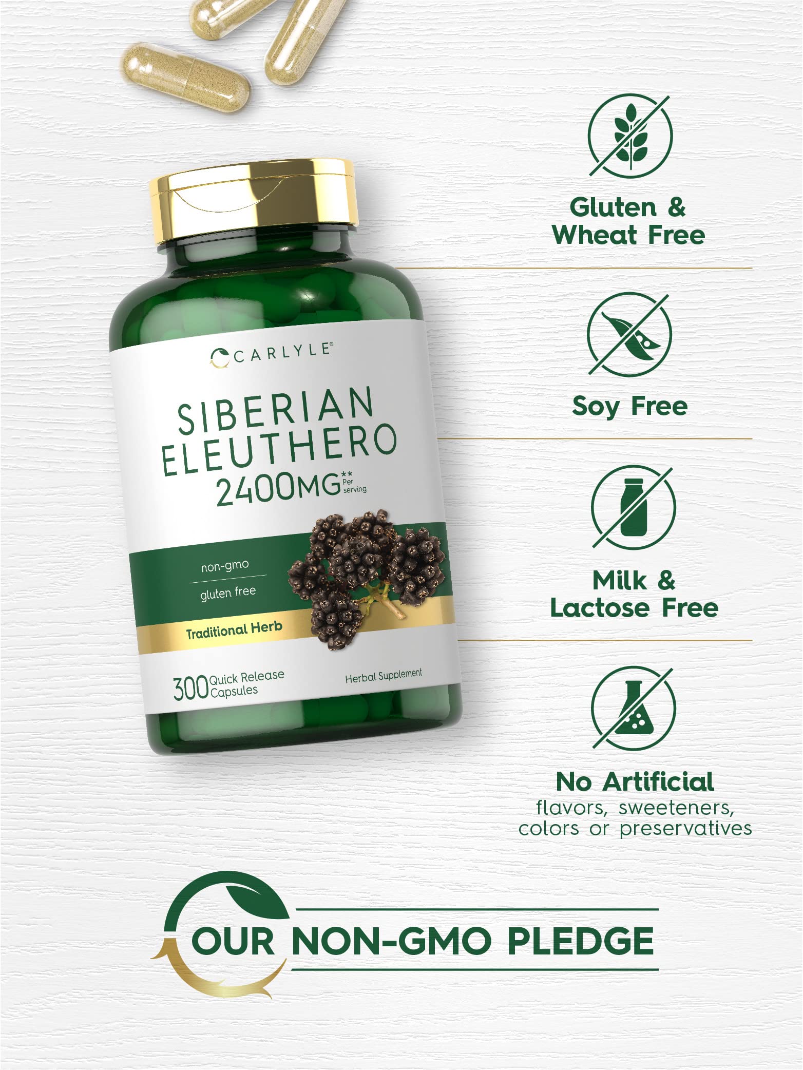 Foto 5 pulgar | Suplemento Carlyle Siberian Eleuthero 2400 Mg 300 Cápsulas - Venta Internacional.