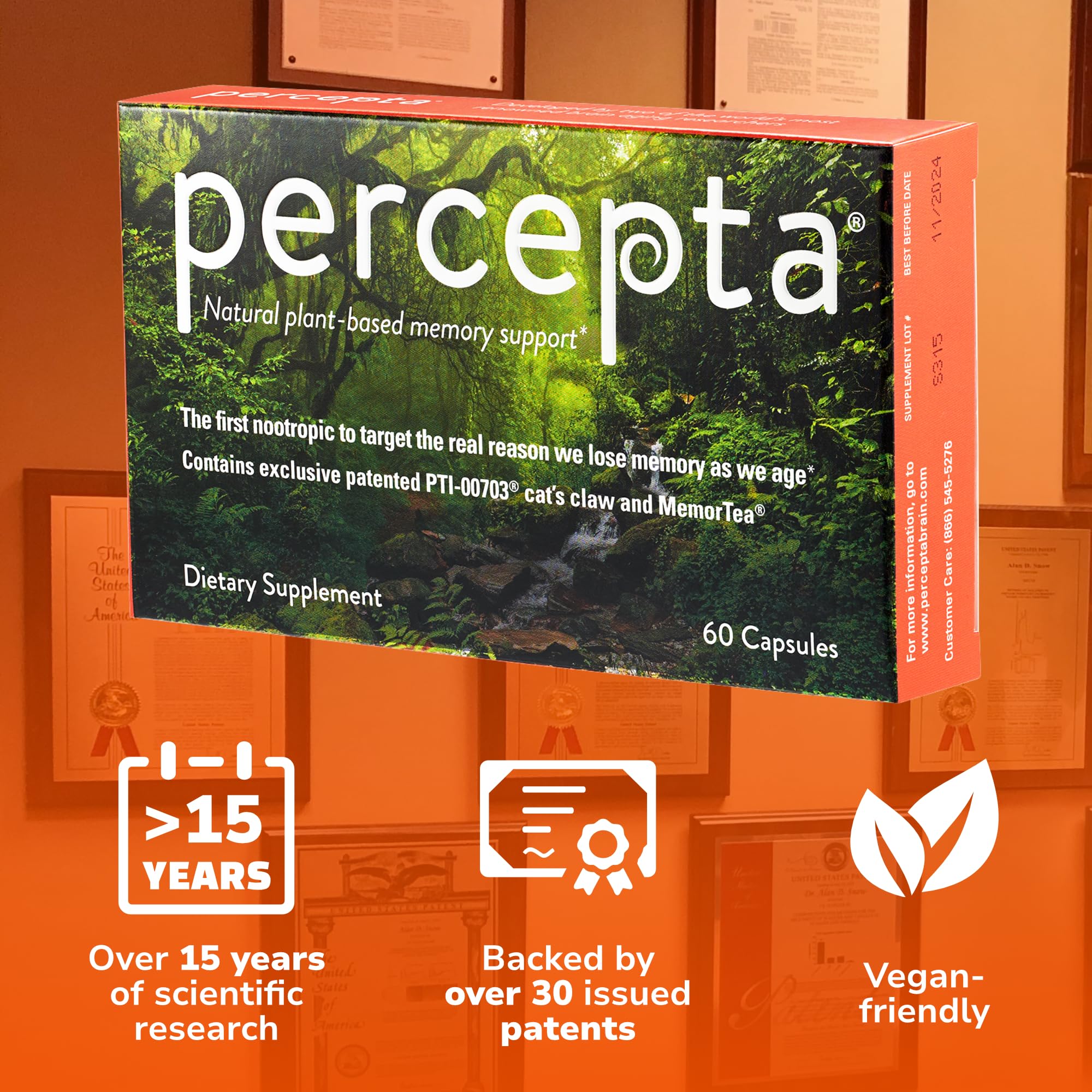 Foto 4 pulgar | Supplement Percepta, Soporte Para La Memoria A Base De Plantas, Suministro Para 30 Días - Venta Internacional.