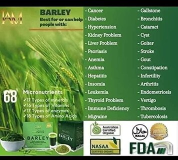 Foto 2 | Mezcla De Bebida En Polvo Iam Worldwide Pure Barley Organic 30 G - Venta Internacional.