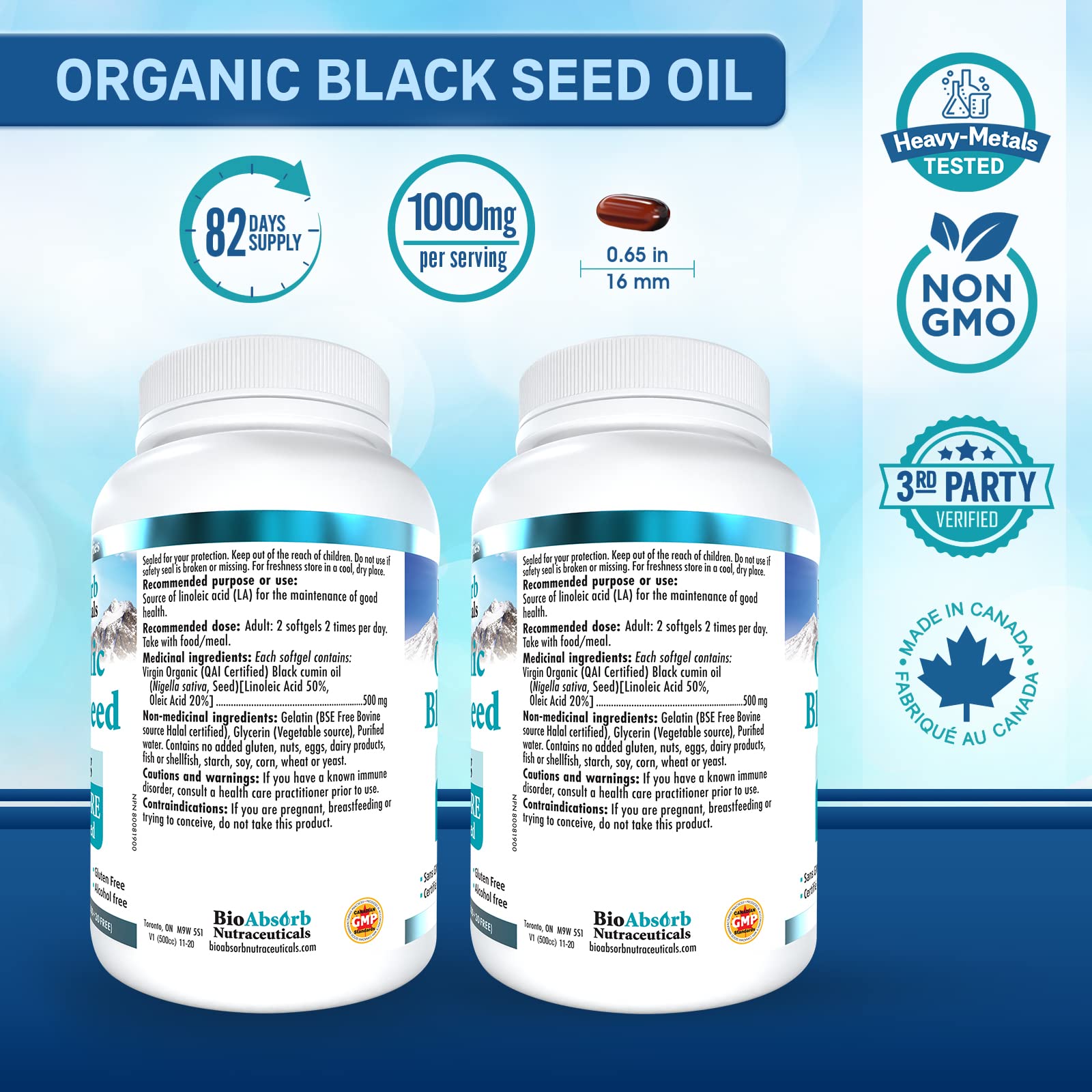 Foto 2 | Suministro De Aceite De Semilla Negra Orgánico Supplement Bio Absorb Para 82 Días - Venta Internacional.