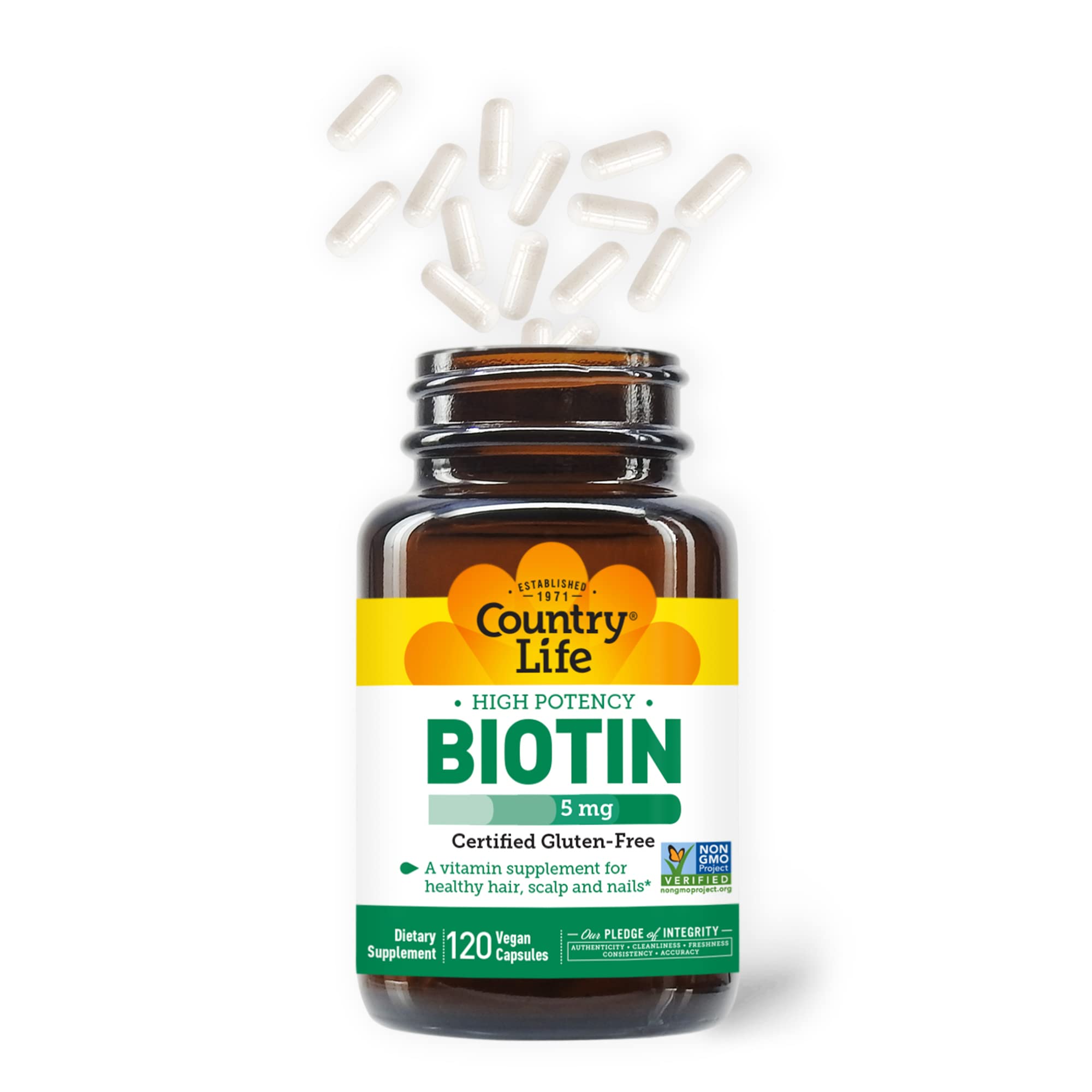 Foto 4 pulgar | Suplemento Country Life De Biotina De Alta Potencia, 5 Mg, 120 Cápsulas Veganas - Venta Internacional.