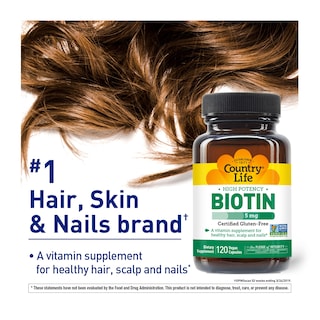 Foto 4 | Suplemento Country Life De Biotina De Alta Potencia, 5 Mg, 120 Cápsulas Veganas - Venta Internacional.