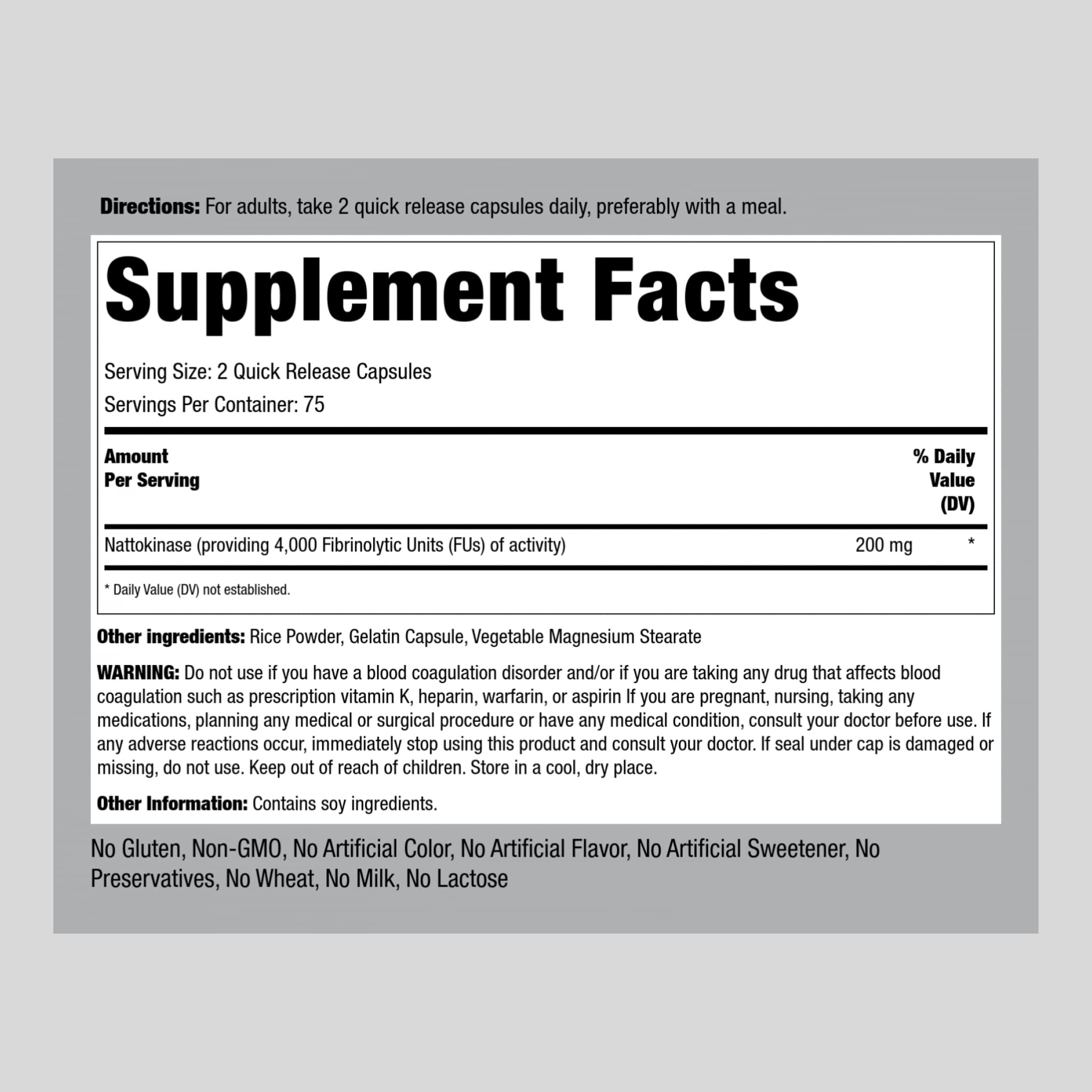 Foto 3 pulgar | Suplemento Piping Rock Nattokinase 4000 Fu 200 Mg 150 Cápsulas - Venta Internacional.