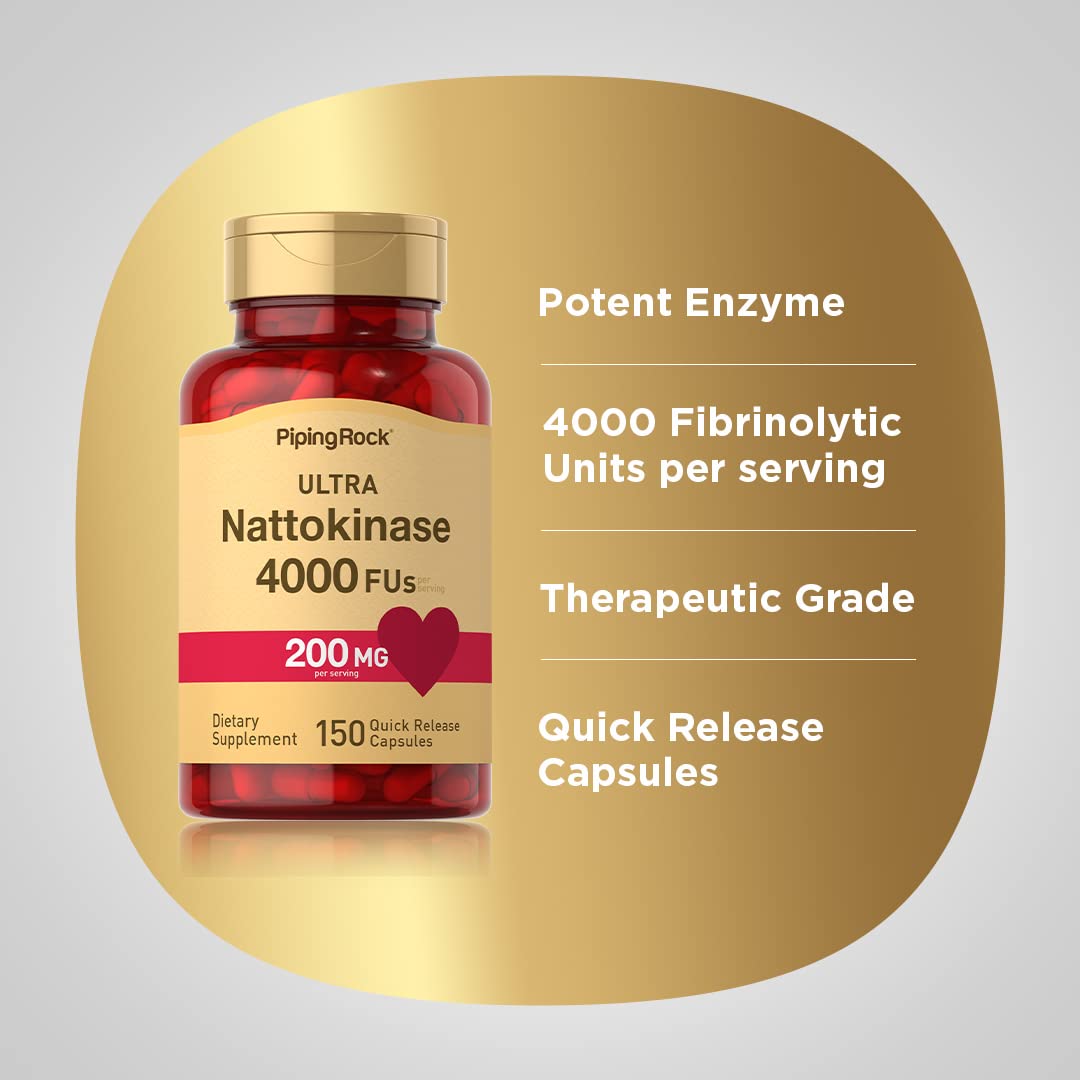 Foto 4 | Suplemento Piping Rock Nattokinase 4000 Fu 200 Mg 150 Cápsulas - Venta Internacional.