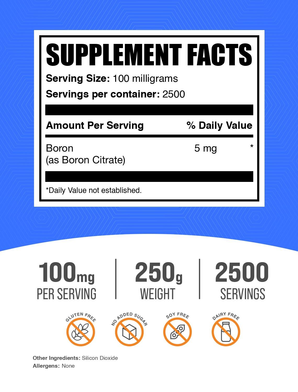 Foto 3 pulgar | Suplemento Bulksupplements.com Citrato De Boro 250 G (250 Ml) - Venta Internacional.