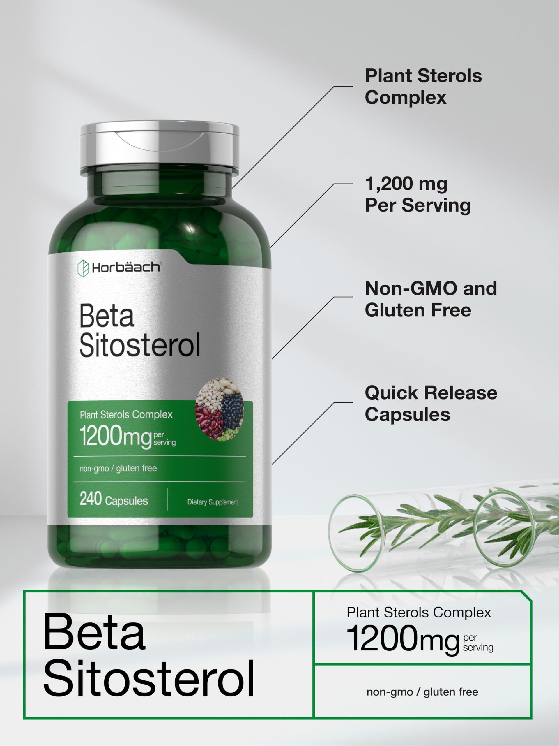 Foto 4 | Suplemento Horbäach Beta Sitosterol 1200 Mg 240 Cápsulas - Venta Internacional.