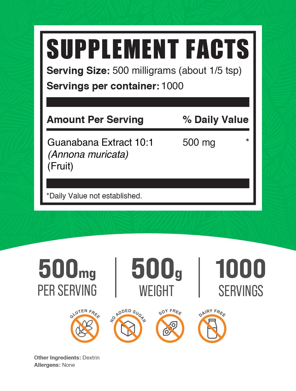 Foto 3 pulgar | Suplemento Bulksupplements.com Extracto De Guanábana En Polvo, 500 G - Venta Internacional.
